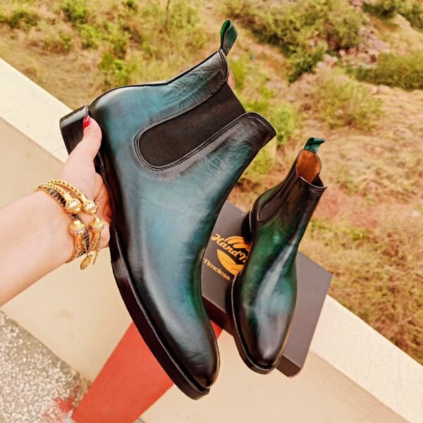 Sea Green Seamless Boots for men – premium leather boots with smooth, uninterrupted finish – BT-SB-017