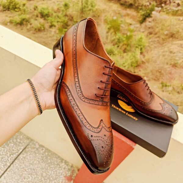 Wingtip Oxfords for men with brogue detailing – classic formal leather shoes – OX-WO-028