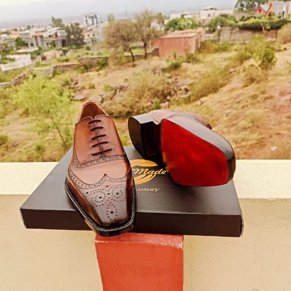 Wingtip Oxfords for men with brogue detailing – classic formal leather shoes – OX-WO-028