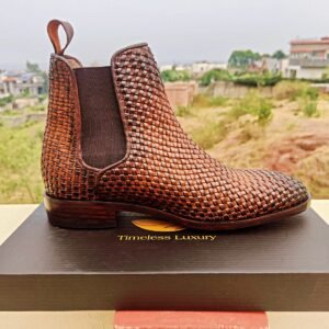 Woven leather boots for men – handcrafted premium design – BT-WB-018