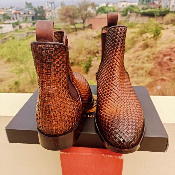 Woven leather boots for men – handcrafted premium design – BT-WB-018
